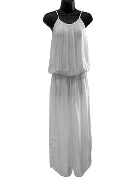 Silk no label jumpsuit  silk Med 38 chest 24 to 32 waist 40 hip 29 leg white